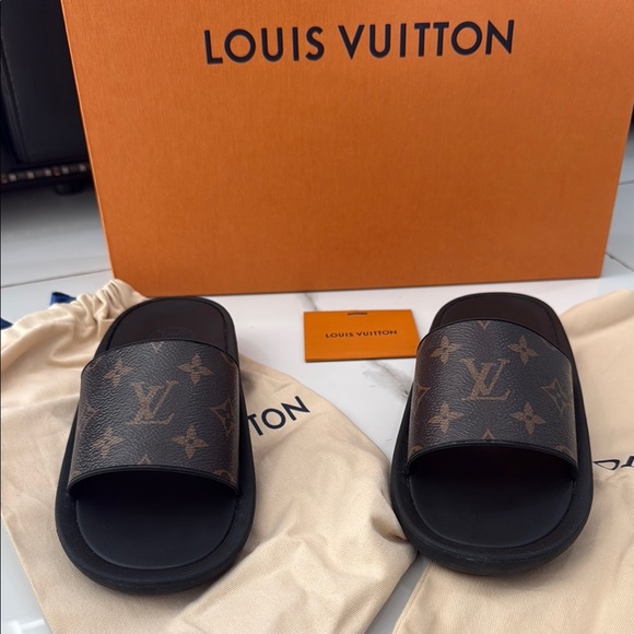 Louis Vuitton Monogram Brown Slide Sandals - Picture 6 of 6